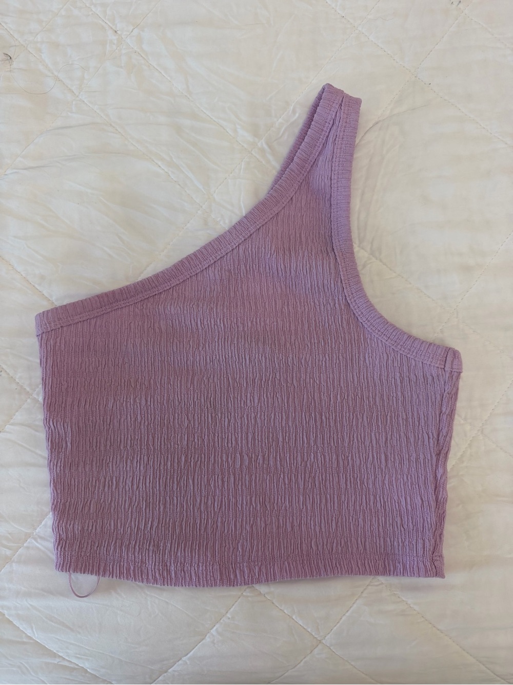 American Eagle Outfitters One-Shoulder Ribbed Crop Top - Lavender